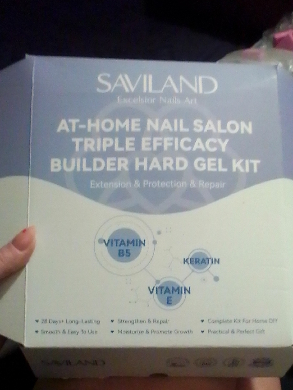 Saviland At-Home Nail Salon Builder Hard Gel Kit - White & Light Blue